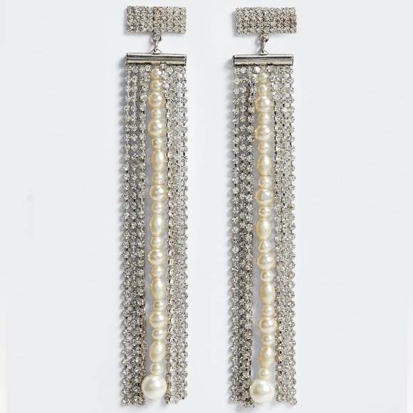 NWT Mango Crystal Cascade Earrings - Picture 12 of 16